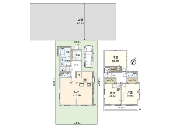 藤沢市朝日町 戸建 間取図(平面図) 藤沢市朝日町 戸建 間取図(平面図)