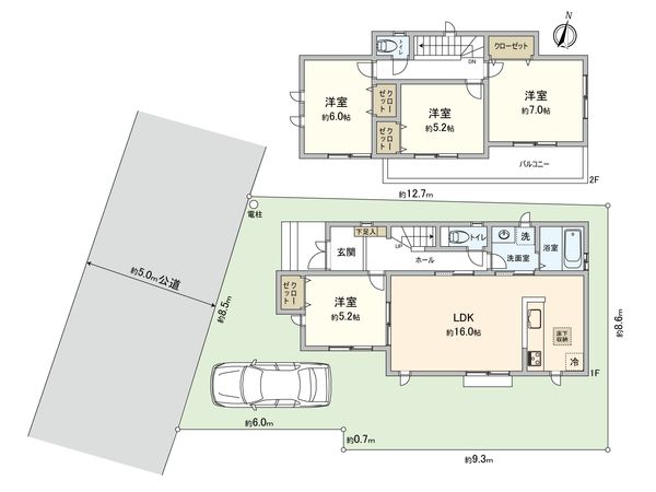 藤沢市鵠沼神明4丁目 新築戸建 A号棟 間取図(平面図) 藤沢市鵠沼神明4丁目 新築戸建 A号棟 間取図(平面図)