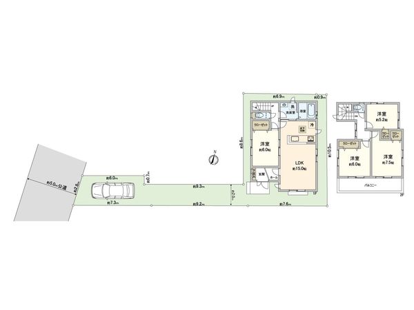 藤沢市鵠沼神明4丁目 新築戸建 B号棟 間取図(平面図) 藤沢市鵠沼神明4丁目 新築戸建 B号棟 間取図(平面図)