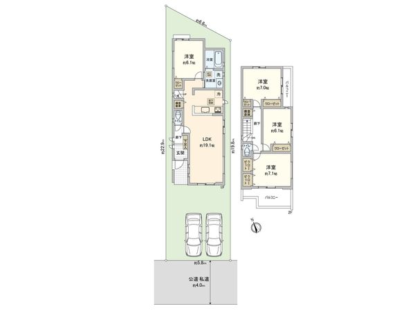 藤沢市本鵠沼4丁目 新築戸建 2号棟 間取図(平面図) 藤沢市本鵠沼4丁目 新築戸建 2号棟 間取図(平面図)