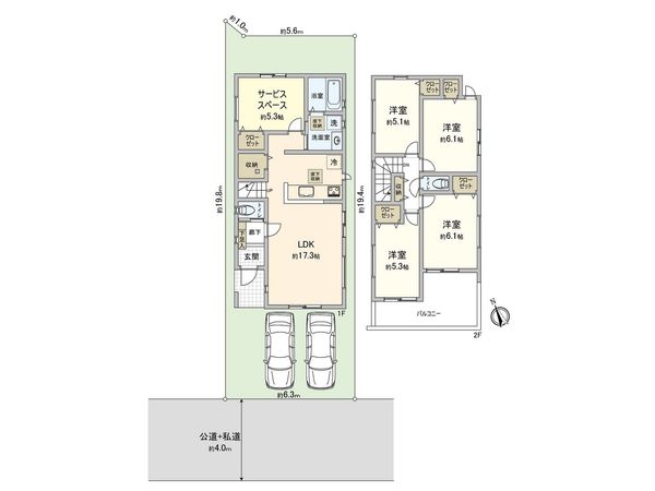 藤沢市本鵠沼4丁目 新築戸建 3号棟 間取図(平面図) 藤沢市本鵠沼4丁目 新築戸建 3号棟 間取図(平面図)