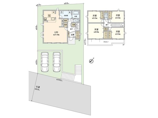 藤沢市立石3丁目 新築戸建 2号棟 間取図(平面図) 藤沢市立石3丁目 新築戸建 2号棟 間取図(平面図)
