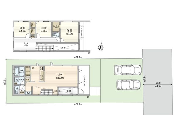 鎌倉市西鎌倉2丁目 新築戸建 A号棟 間取図(平面図) 鎌倉市西鎌倉2丁目 新築戸建 A号棟 間取図(平面図)