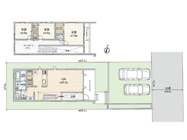 鎌倉市西鎌倉2丁目 新築戸建 A号棟 間取図(平面図) 鎌倉市西鎌倉2丁目 新築戸建 A号棟 間取図(平面図)