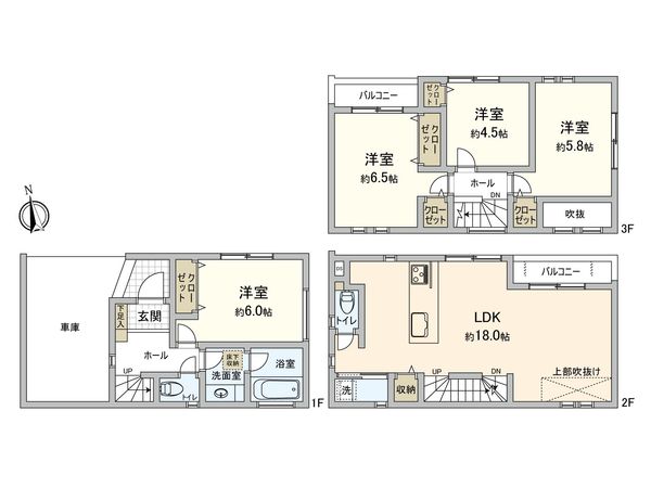 藤沢市藤沢 新築戸建 2号棟 間取図(平面図)
