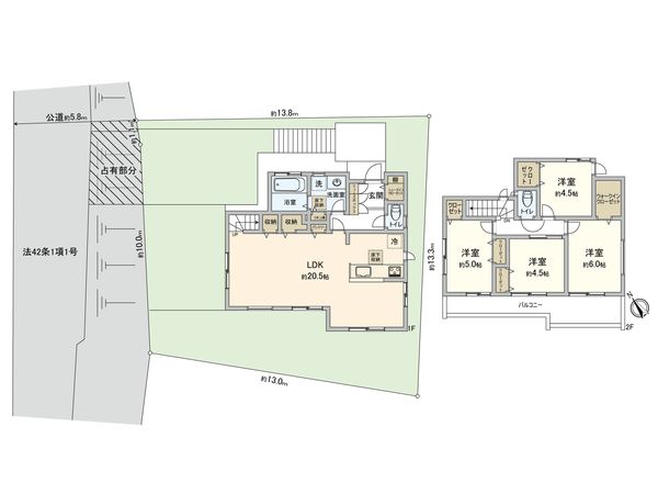 藤沢市本藤沢1丁目 新築戸建 1号棟 間取図(平面図) 藤沢市本藤沢1丁目 新築戸建 1号棟 間取図(平面図)