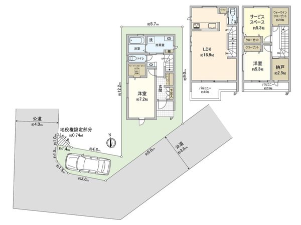 藤沢市鵠沼石上3丁目 新築戸建 B棟 間取図(平面図) 藤沢市鵠沼石上3丁目 新築戸建 B棟 間取図(平面図)