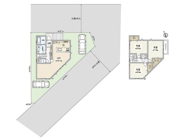 藤沢市白旗1丁目 新築戸建 1号棟 間取図(平面図) 藤沢市白旗1丁目 新築戸建 1号棟 間取図(平面図)