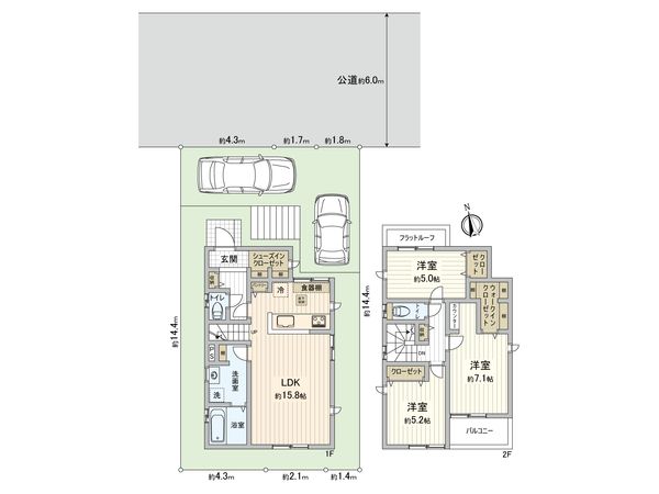 藤沢市白旗1丁目 新築戸建 5号棟 間取図(平面図) 藤沢市白旗1丁目 新築戸建 5号棟 間取図(平面図)