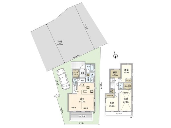 藤沢市鵠沼海岸3丁目 新築戸建 1号棟 間取図(平面図) 藤沢市鵠沼海岸3丁目 新築戸建 1号棟 間取図(平面図)