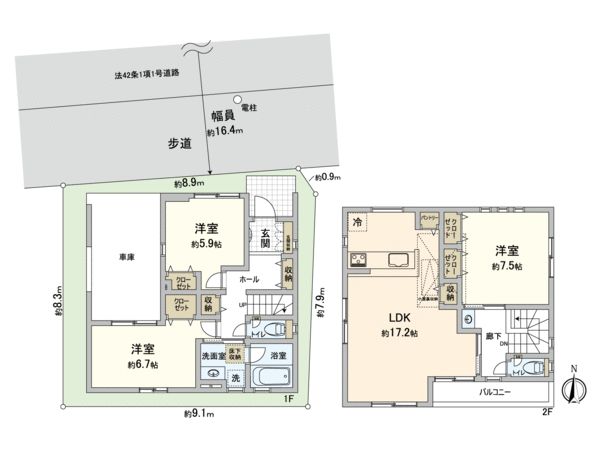藤沢市鵠沼神明4丁目 戸建 間取図(平面図) 藤沢市鵠沼神明4丁目 戸建 間取図(平面図)