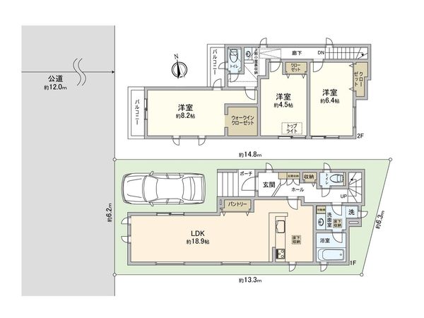 藤沢市善行1丁目 戸建 2号棟 間取図(平面図) 藤沢市善行1丁目 戸建 2号棟 間取図(平面図)