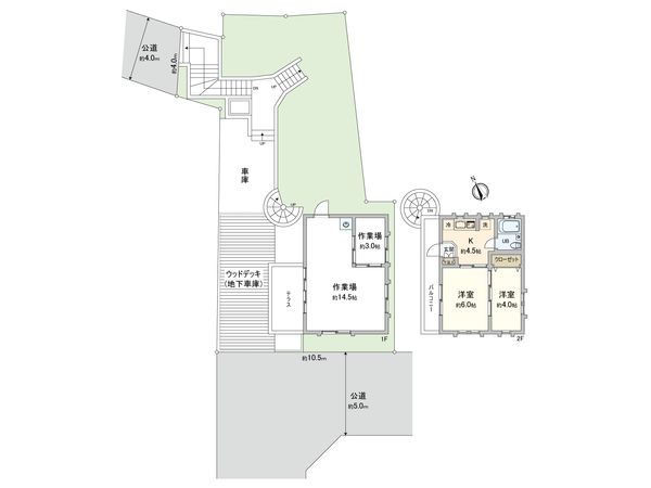 藤沢市鵠沼藤が谷3丁目 戸建 (西側) 間取図(平面図)