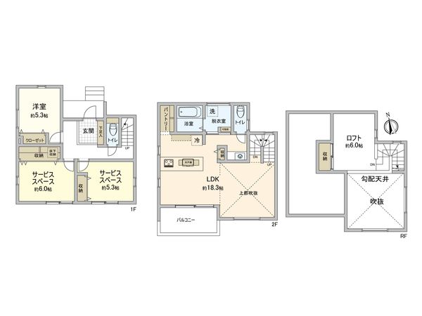 藤沢市鵠沼海岸6丁目 新築戸建 A号棟 間取図(平面図) 藤沢市鵠沼海岸6丁目 新築戸建 A号棟 間取図(平面図)