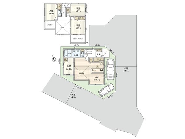 藤沢市鵠沼神明3丁目 新築戸建 1号棟 間取図(平面図) 藤沢市鵠沼神明3丁目 新築戸建 1号棟 間取図(平面図)
