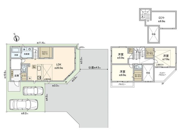 藤沢市鵠沼神明3丁目 新築戸建 2号棟 間取図(平面図) 藤沢市鵠沼神明3丁目 新築戸建 2号棟 間取図(平面図)