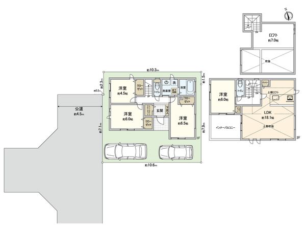 藤沢市鵠沼神明3丁目 新築戸建 5号棟 間取図(平面図) 藤沢市鵠沼神明3丁目 新築戸建 5号棟 間取図(平面図)
