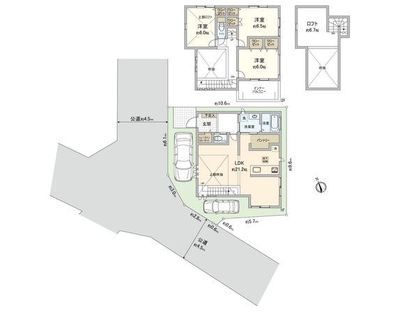 藤沢市鵠沼神明3丁目 新築戸建 7号棟 間取図(平面図) 藤沢市鵠沼神明3丁目 新築戸建 7号棟 間取図(平面図)