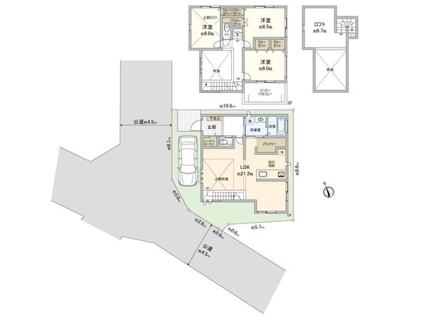 藤沢市鵠沼神明3丁目 新築戸建 7号棟 間取図(平面図) 藤沢市鵠沼神明3丁目 新築戸建 7号棟 間取図(平面図)