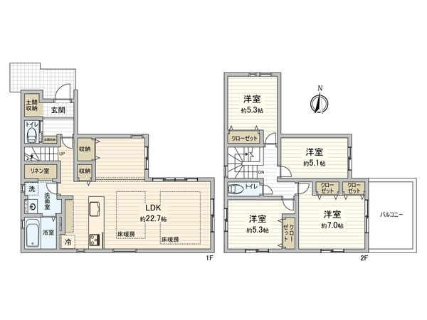 藤沢市西富2丁目 新築戸建 間取図(平面図) 藤沢市西富2丁目 新築戸建 間取図(平面図)
