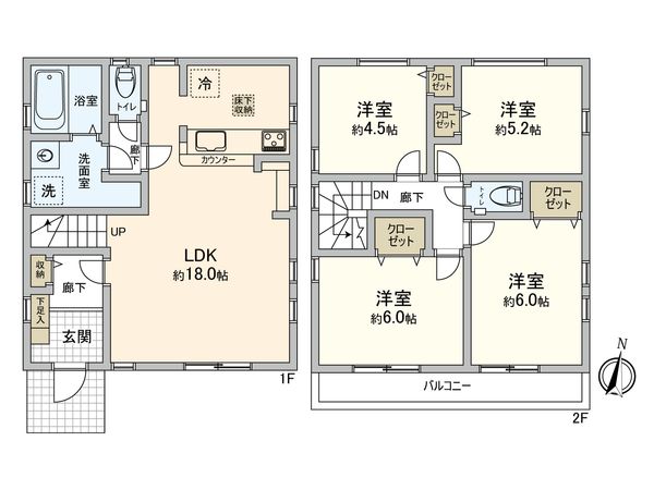 藤沢市西富2丁目 新築戸建 2号棟 間取図(平面図) 藤沢市西富2丁目 新築戸建 2号棟 間取図(平面図)