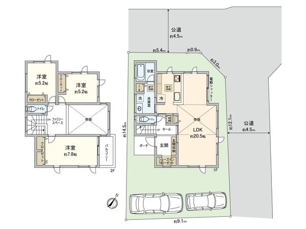 藤沢市大鋸 新築戸建 2号棟 間取図(平面図) 藤沢市大鋸 新築戸建 2号棟 間取図(平面図)