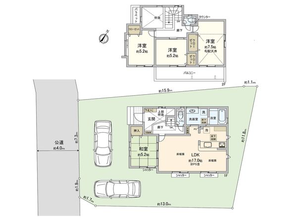 鎌倉市津西2丁目 新築戸建 1号棟 間取図(平面図) 鎌倉市津西2丁目 新築戸建 1号棟 間取図(平面図)