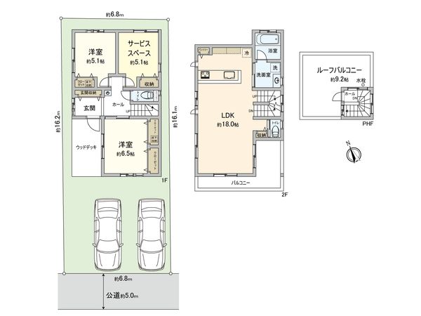 藤沢市本鵠沼4丁目 新築戸建 2号棟 間取図(平面図) 藤沢市本鵠沼4丁目 新築戸建 2号棟 間取図(平面図)