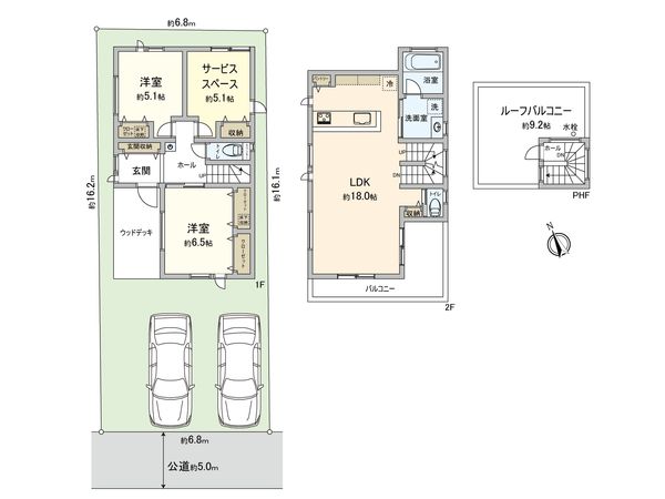 藤沢市本鵠沼4丁目 新築戸建 2号棟 間取図(平面図) 藤沢市本鵠沼4丁目 新築戸建 2号棟 間取図(平面図)