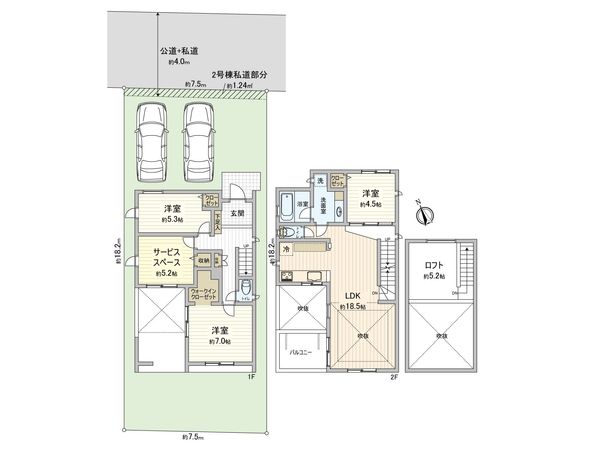 藤沢市鵠沼海岸5丁目 新築戸建 2号棟 間取図(平面図) 藤沢市鵠沼海岸5丁目 新築戸建 2号棟 間取図(平面図)