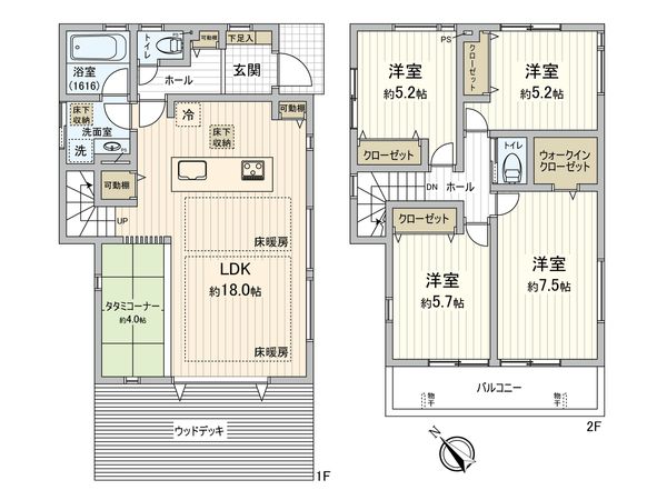 藤沢市本鵠沼1丁目 新築戸建 1号棟 間取図(平面図) 藤沢市本鵠沼1丁目 新築戸建 1号棟 間取図(平面図)