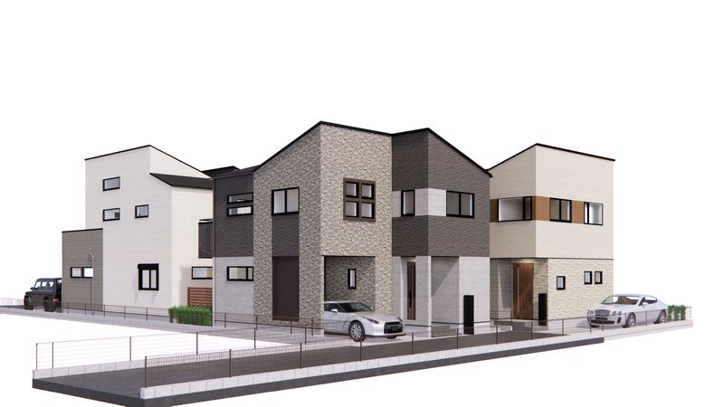 藤沢市本鵠沼1丁目 新築戸建 1号棟 外観パース図 藤沢市本鵠沼1丁目 新築戸建 1号棟 外観パース図