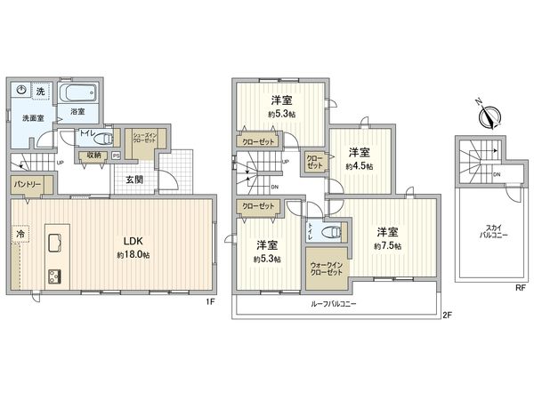 藤沢市片瀬山2丁目 新築戸建 間取図(平面図) 藤沢市片瀬山2丁目 新築戸建 間取図(平面図)