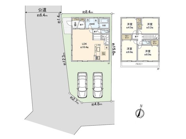 藤沢市西富2丁目 新築戸建 1号棟 間取図(平面図) 藤沢市西富2丁目 新築戸建 1号棟 間取図(平面図)