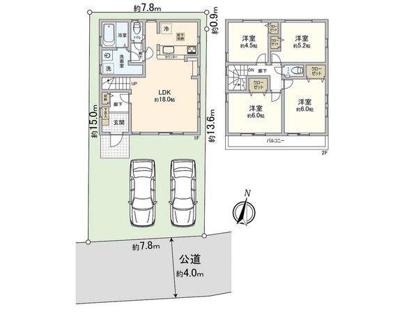 藤沢市西富2丁目 新築戸建 2号棟 間取図(平面図) 藤沢市西富2丁目 新築戸建 2号棟 間取図(平面図)