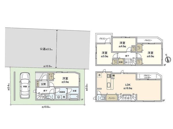 藤沢市藤沢1丁目 新築戸建 間取図(平面図) 藤沢市藤沢1丁目 新築戸建 間取図(平面図)