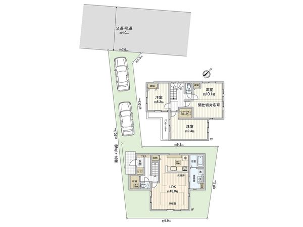 藤沢市鵠沼松が岡3丁目 新築戸建 2号棟 間取図(平面図) 藤沢市鵠沼松が岡3丁目 新築戸建 2号棟 間取図(平面図)