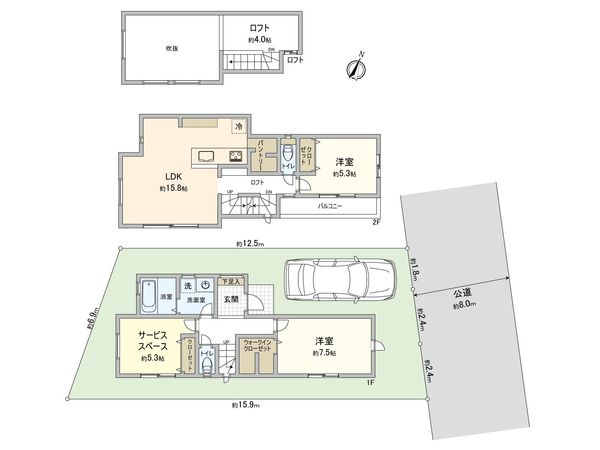 藤沢市善行2丁目 戸建 5号棟 間取図(平面図) 藤沢市善行2丁目 戸建 5号棟 間取図(平面図)