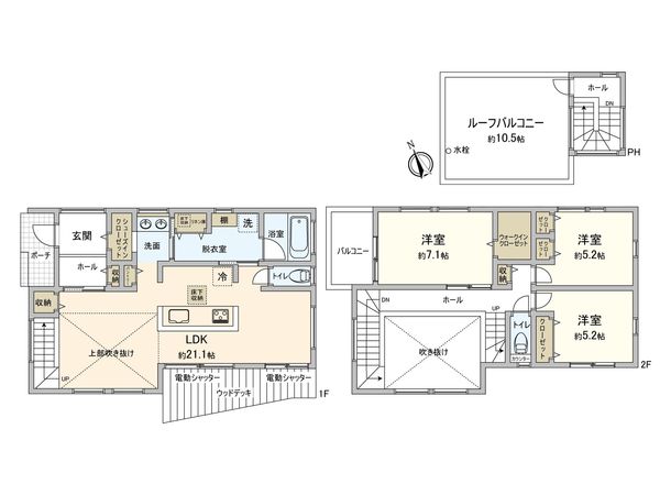 藤沢市片瀬5丁目 新築戸建 1号棟 間取図(平面図) 藤沢市片瀬5丁目 新築戸建 1号棟 間取図(平面図)