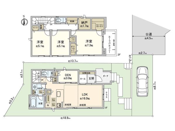 藤沢市鵠沼橘2丁目 新築戸建 4号棟 間取図(平面図) 藤沢市鵠沼橘2丁目 新築戸建 4号棟 間取図(平面図)