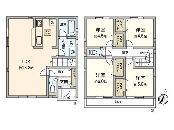 藤沢市善行3丁目 新築戸建 2号棟 間取図(平面図) 藤沢市善行3丁目 新築戸建 2号棟 間取図(平面図)