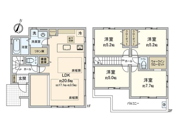 藤沢市片瀬4丁目 新築戸建 3号棟 間取図(平面図) 藤沢市片瀬4丁目 新築戸建 3号棟 間取図(平面図)