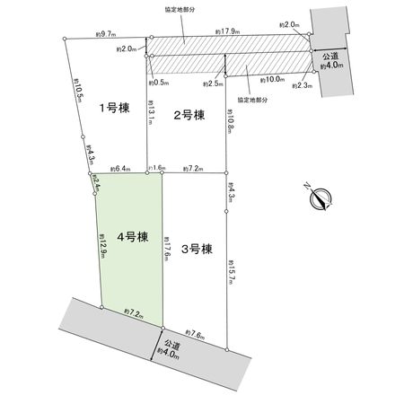 藤沢市本鵠沼1丁目 新築戸建 4号棟 全体区画図 藤沢市本鵠沼1丁目 新築戸建 4号棟 全体区画図