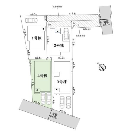 藤沢市本鵠沼1丁目 新築戸建 4号棟 全体区画図 藤沢市本鵠沼1丁目 新築戸建 4号棟 全体区画図