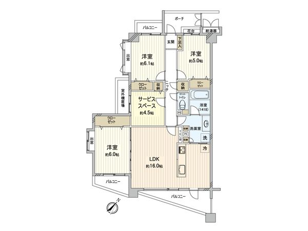 藤沢藤が岡ガーデンハウス 間取図(平面図) 間取図(平面図)