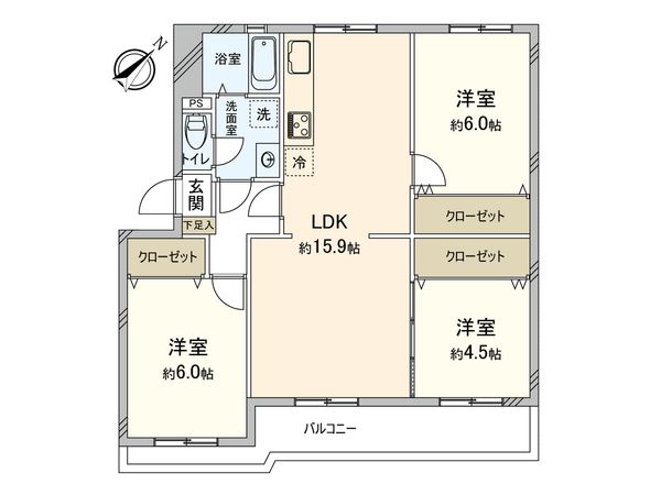 藤沢立石ハイツ A棟 間取図(平面図)