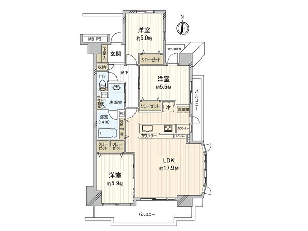 クリオ藤沢善行七番館 間取図(平面図) クリオ藤沢善行七番館 間取図(平面図)