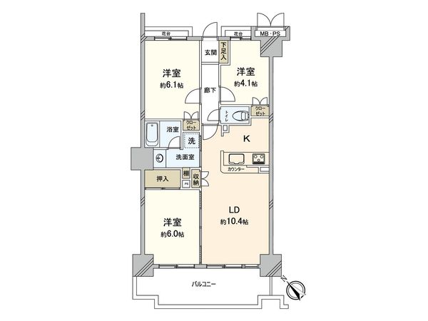 クリオ藤沢善行伍番館 間取図(平面図) クリオ藤沢善行伍番館 間取図(平面図)