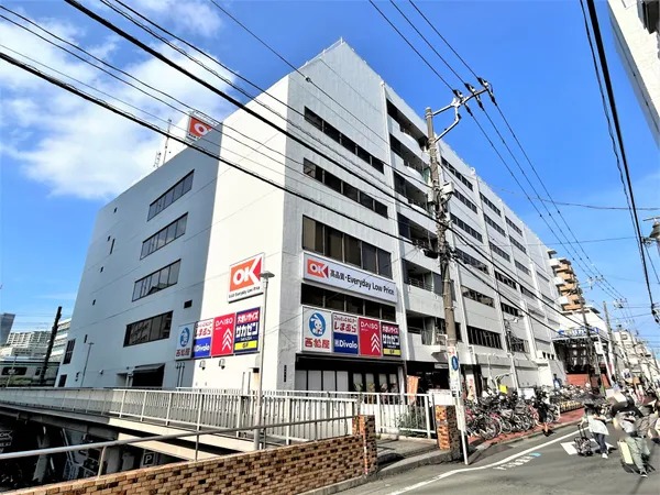 1～3階はOKストア（食品・日用雑貨・衣類・ビューティーケア用品・薬品などの売り場が設けられている総合スーパー）、4階しまむら、5階ダイソー、6階サカゼン・西松屋などが入居しています。駐車場有。