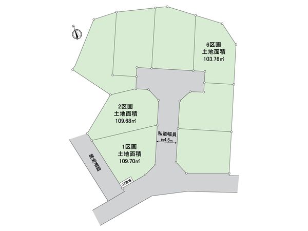戸塚区戸塚町 土地 6区画 全体区画図
